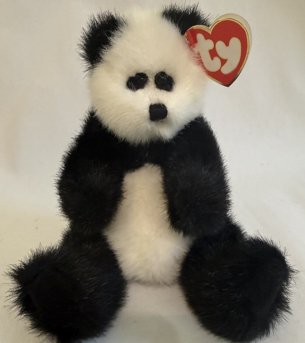 Vintage 1993 Ty Attic Treasures Beanie Baby Checkers the Panda Bear Plush